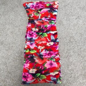Express Floral Stretchy Tube Top Dress